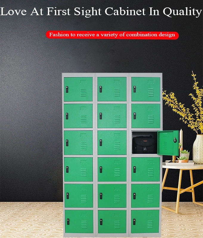 Metal Steel 16 Door Storage Cabinet Supermarket Smart Digital Code Lock Locker