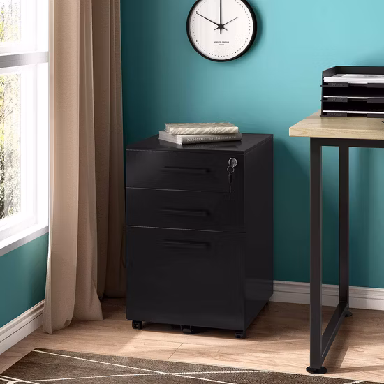 Mobili per ufficio Cassettiera in acciaio con 3 cassetti, cassettiera mobile in acciaio A4